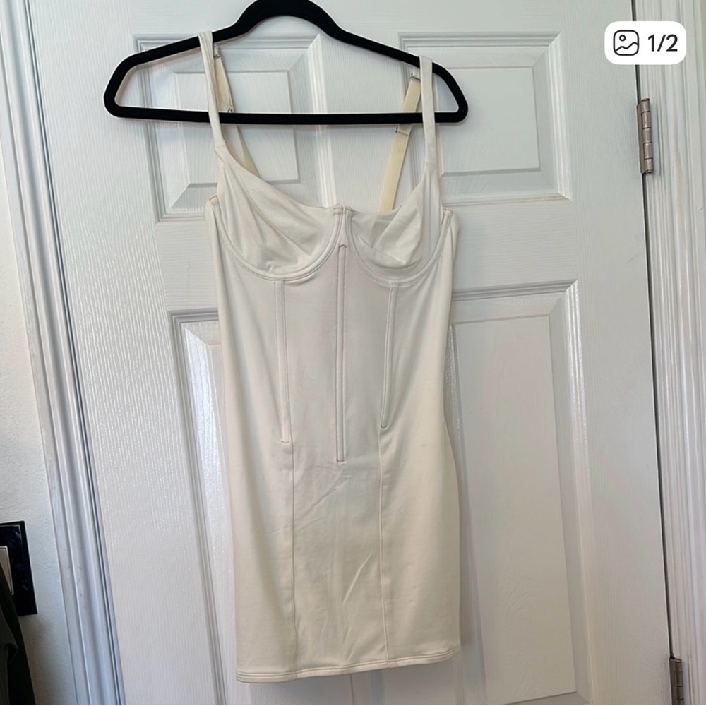 SKIMS Cream Bodycon Bustier Mini Dress